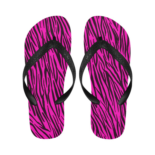 Pink Zebra Stripes Fur Pattern Flip Flops for Men/Women (Model 040)