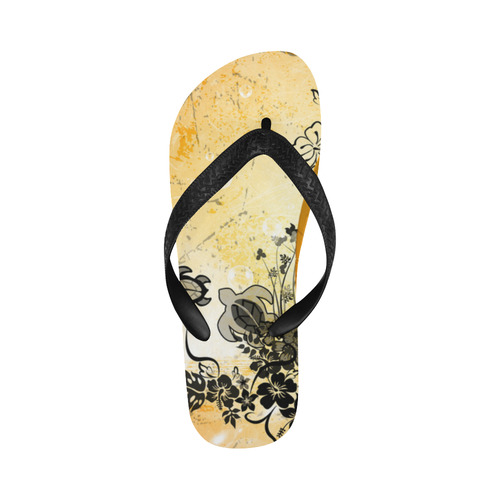 Surfboard with turtles and flowers Flip Flops for Men/Women (Model 040)