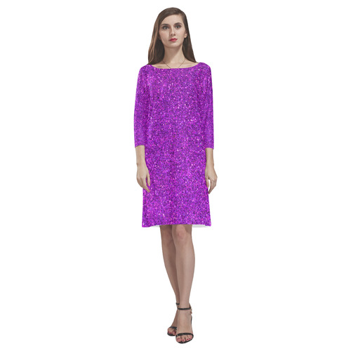 purple glitter Rhea Loose Round Neck Dress(Model D22)