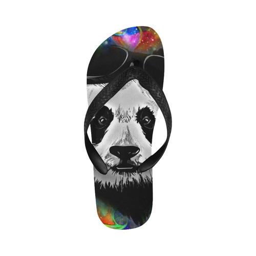 Psychedelic Flower Power Galaxy PANDA Painting Flip Flops for Men/Women (Model 040)