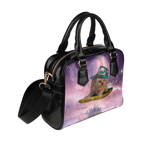 Funny surfing kitten Shoulder Handbag (Model 1634)