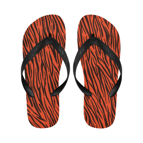 Orange  Zebra Stripes Fur Pattern Flip Flops for Men/Women (Model 040)