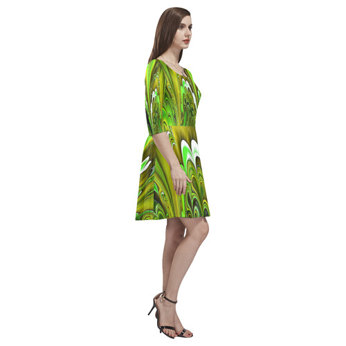 marbled fractal 417C by JamColors Tethys Half-Sleeve Skater Dress(Model D20)