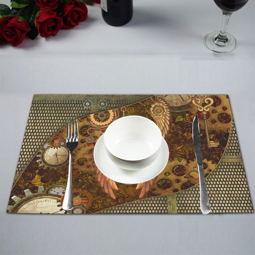 Steampunk, heart with wings Placemat 12’’ x 18’’ (Set of 2)