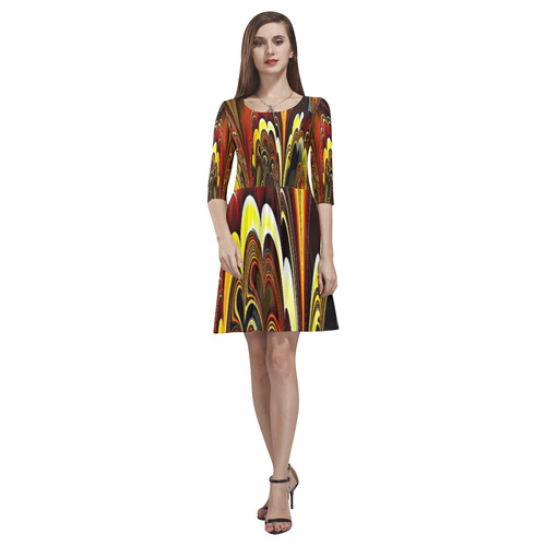 marbled fractal 417 A by JamColors Tethys Half-Sleeve Skater Dress(Model D20)