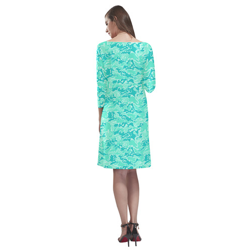 Turquosie  Camouflage Camo Rhea Loose Round Neck Dress(Model D22)