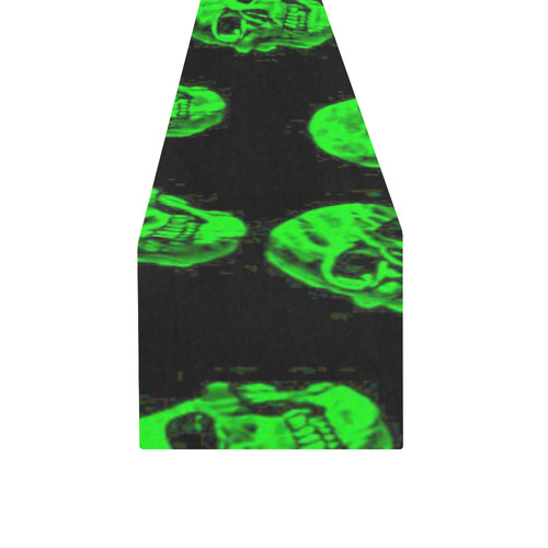 Hot Skulls, green by JamColors Table Runner 14x72 inch
