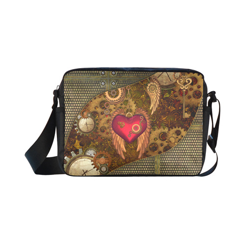 Steampunk, heart with wings Classic Cross-body Nylon Bags (Model 1632)