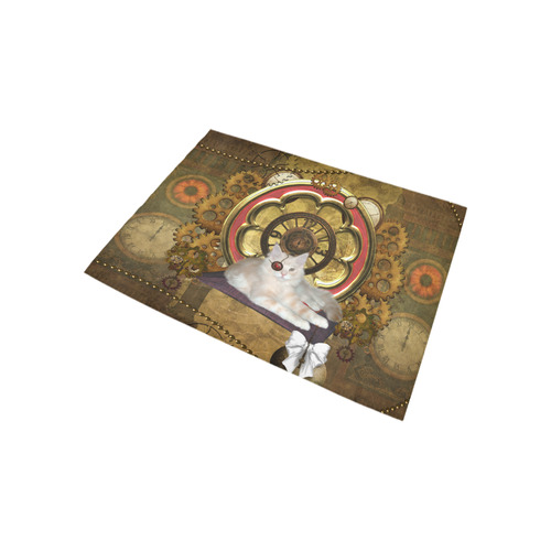 Steampunk, awseome cat clacks and gears Area Rug 5'3''x4'