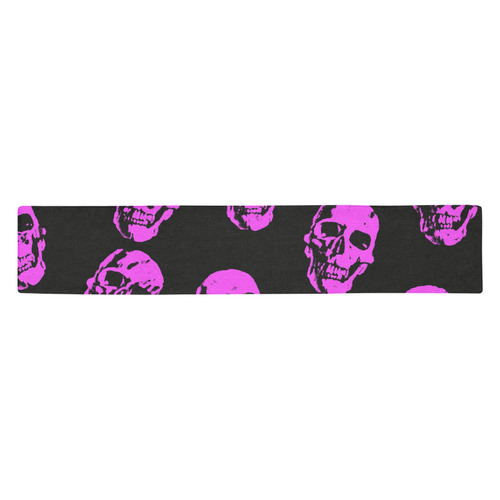 Hot Skulls, pink by JamColors Table Runner 14x72 inch