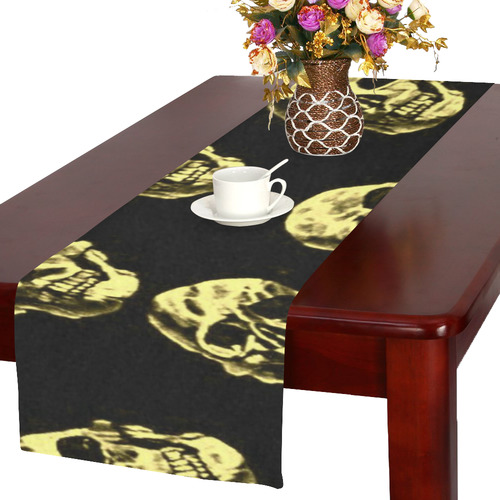 Hot Skulls,eggshell by JamColors Table Runner 16x72 inch