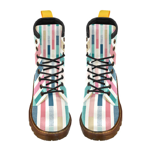 Candy Striped High Grade PU Leather Martin Boots For Women Model 402H