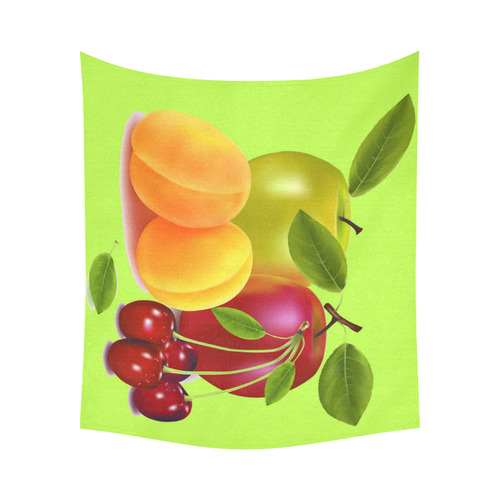Cherries Apricots Apples Fruit Cotton Linen Wall Tapestry 60"x 51"