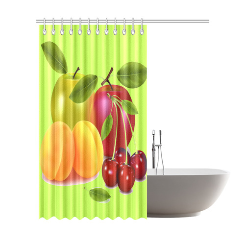 Cherries Apricots Apples Fruit Shower Curtain 72"x84"