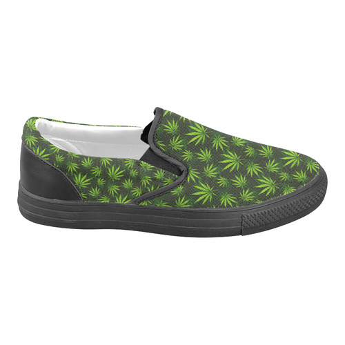 Pot Leaf Slip On Shoes for Men/Women Slip-on Canvas Shoes for Men/Large Size (Model 019)