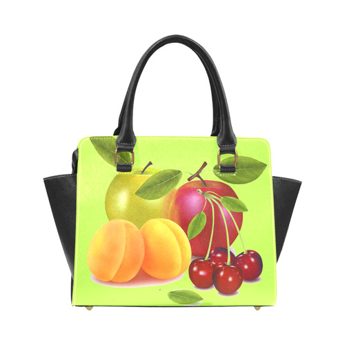 Cherries Apricots Apples Fruit Rivet Shoulder Handbag (Model 1645)