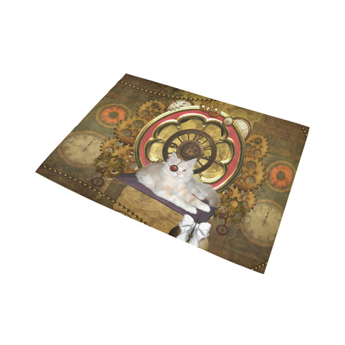 Steampunk, awseome cat clacks and gears Area Rug7'x5'