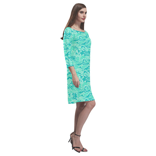 Turquosie  Camouflage Camo Rhea Loose Round Neck Dress(Model D22)