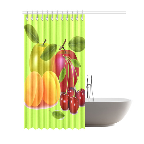 Cherries Apricots Apples Fruit Shower Curtain 69"x84"