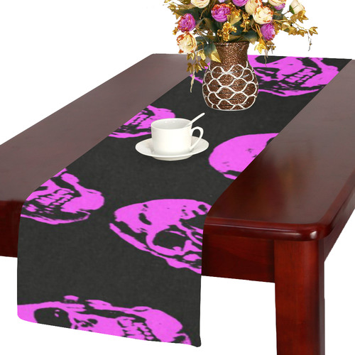 Hot Skulls, pink by JamColors Table Runner 14x72 inch
