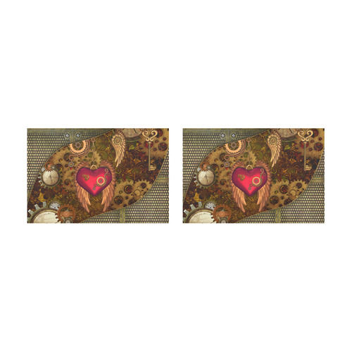 Steampunk, heart with wings Placemat 12’’ x 18’’ (Set of 2)