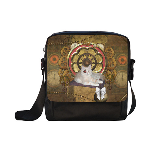 Steampunk, awseome cat clacks and gears Crossbody Nylon Bags (Model 1633)