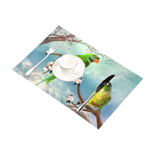 Funny cute parrots Placemat 12''x18''