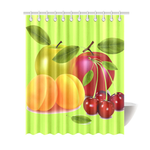 Cherries Apricots Apples Fruit Shower Curtain 69"x84"
