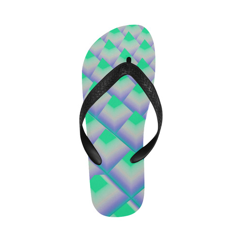 Glossy 3d Green Pyramids Flip Flops for Men/Women (Model 040)