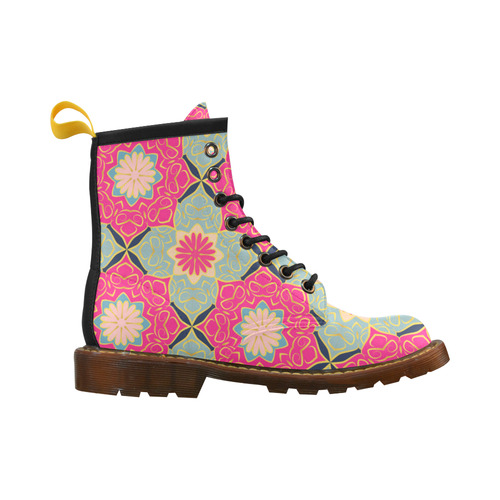 Pink Mandala High Grade PU Leather Martin Boots For Women Model 402H