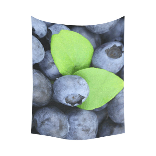 Blueberries Leaf Fruit Food Cotton Linen Wall Tapestry 80"x 60"