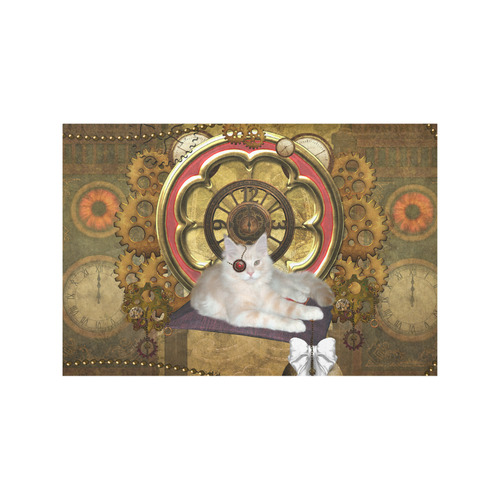 Steampunk, awseome cat clacks and gears Placemat 12’’ x 18’’ (Set of 2)