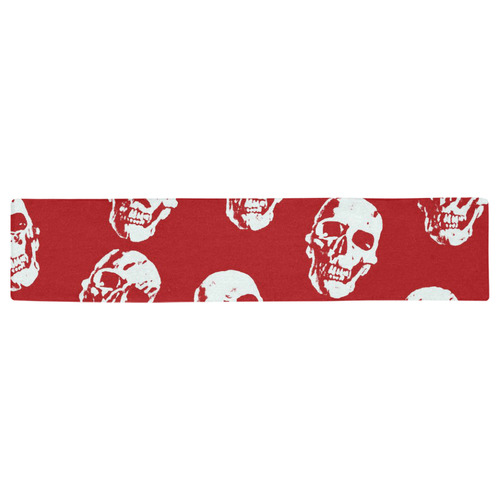 Hot Skulls,red white by JamColors Table Runner 16x72 inch