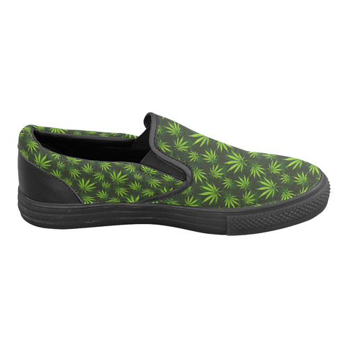 Pot Leaf Slip On Shoes for Men/Women Slip-on Canvas Shoes for Men/Large Size (Model 019)