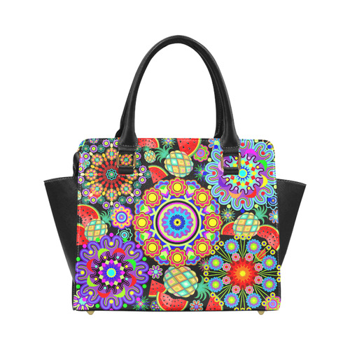 Mandalas and Exotic Fruits Pattern Classic Shoulder Handbag (Model 1653)