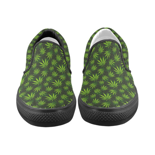 Pot Leaf Slip On Shoes for Men/Women Slip-on Canvas Shoes for Men/Large Size (Model 019)