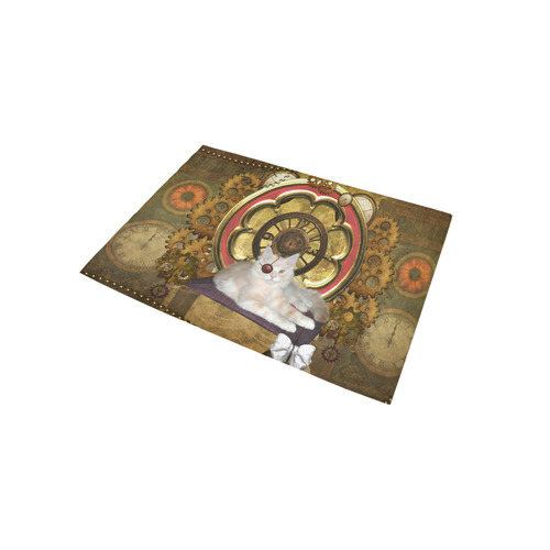 Steampunk, awseome cat clacks and gears Area Rug 5'x3'3''