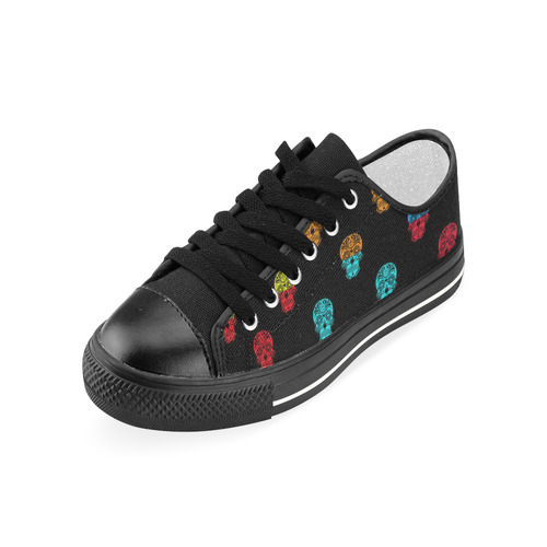 Color mix Skulls A by JamColors Women's Classic Canvas Shoes (Model 018)