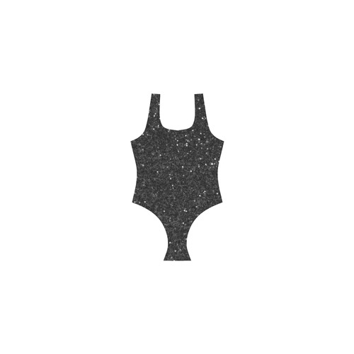 black glitter Vest One Piece Swimsuit (Model S04)