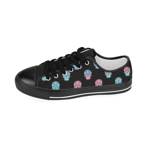 Color mix Skulls D by JamColors Women's Classic Canvas Shoes (Model 018)