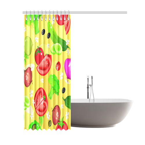Vegetables Tomatoes Olives Cucumbers Onions Shower Curtain 69"x84"