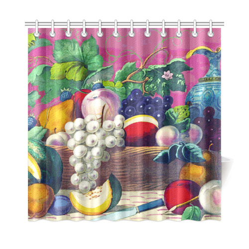 Vintage Fruit Melon Pear Grape Floral Shower Curtain 72"x72"