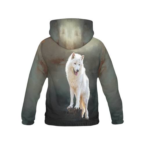 A wonderful painted arctic wolf All Over Print Hoodie for Women (USA Size) (Model H13)