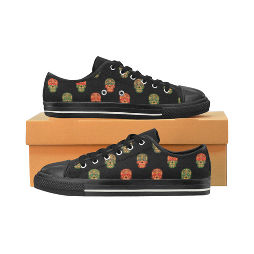 Color mix Skulls f by JamColors Women's Classic Canvas Shoes (Model 018)
