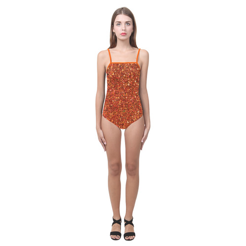 orange glitter Strap Swimsuit ( Model S05)