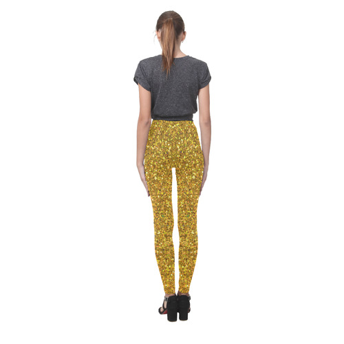 yellow glitter Cassandra Women's Leggings (Model L01)