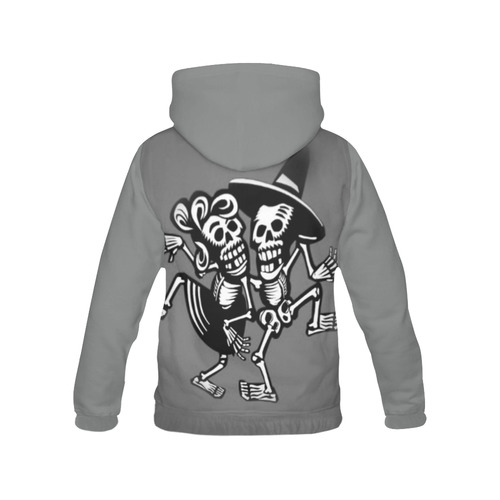 lets dance- Skulls All Over Print Hoodie for Women (USA Size) (Model H13)