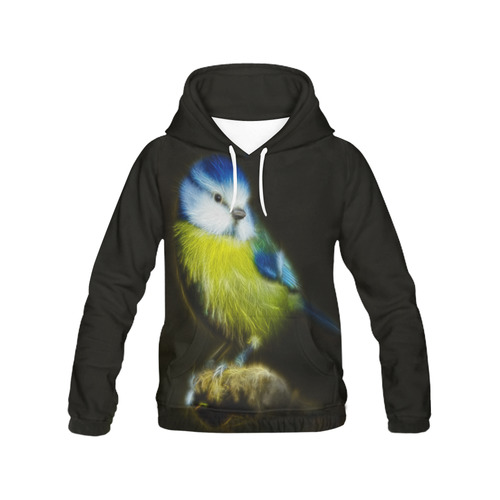 Little Cute Blue Tit All Over Print Hoodie for Women (USA Size) (Model H13)