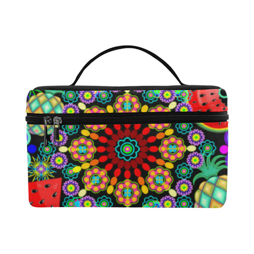 Mandalas and Exotic Fruits Pattern Cosmetic Bag/Large (Model 1658)