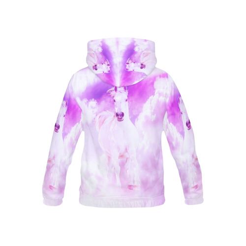 Girly Romantic Pink Horse In The Sky All Over Print Hoodie for Kid (USA Size) (Model H13)